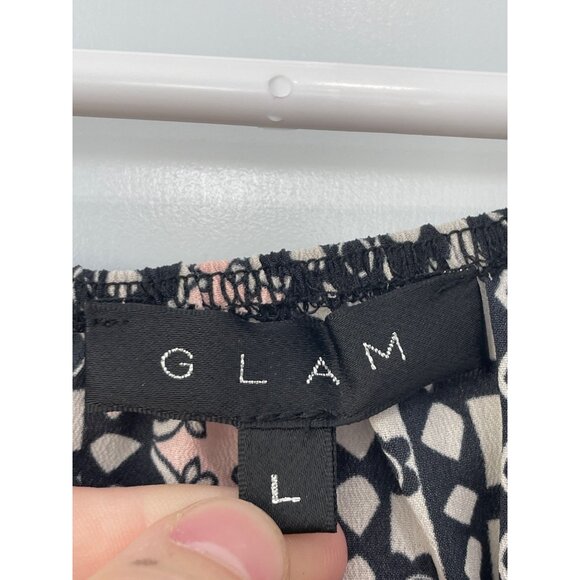 Glam Geometric Tunic Dress Size Large 3/4 Sleeve Floral Multicolor Hippie Artsy - Picture 4 of 7